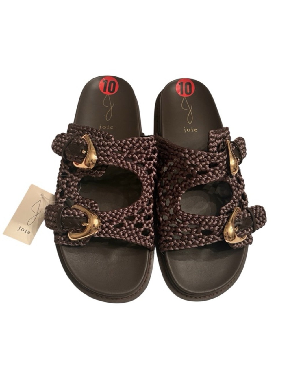Joie Shoes Slip-On Woven Sandals Brown Size Women's 10